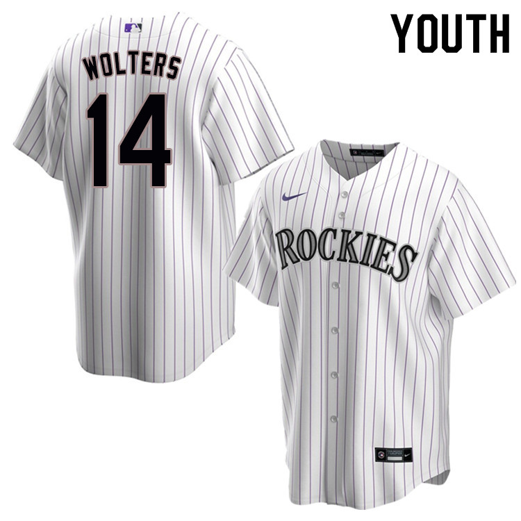 Nike Youth #14 Tony Wolters Colorado Rockies Baseball Jerseys Sale-White